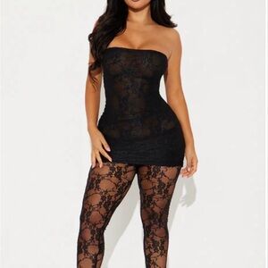 Fashion Nova Black Lace Chemise & Slip